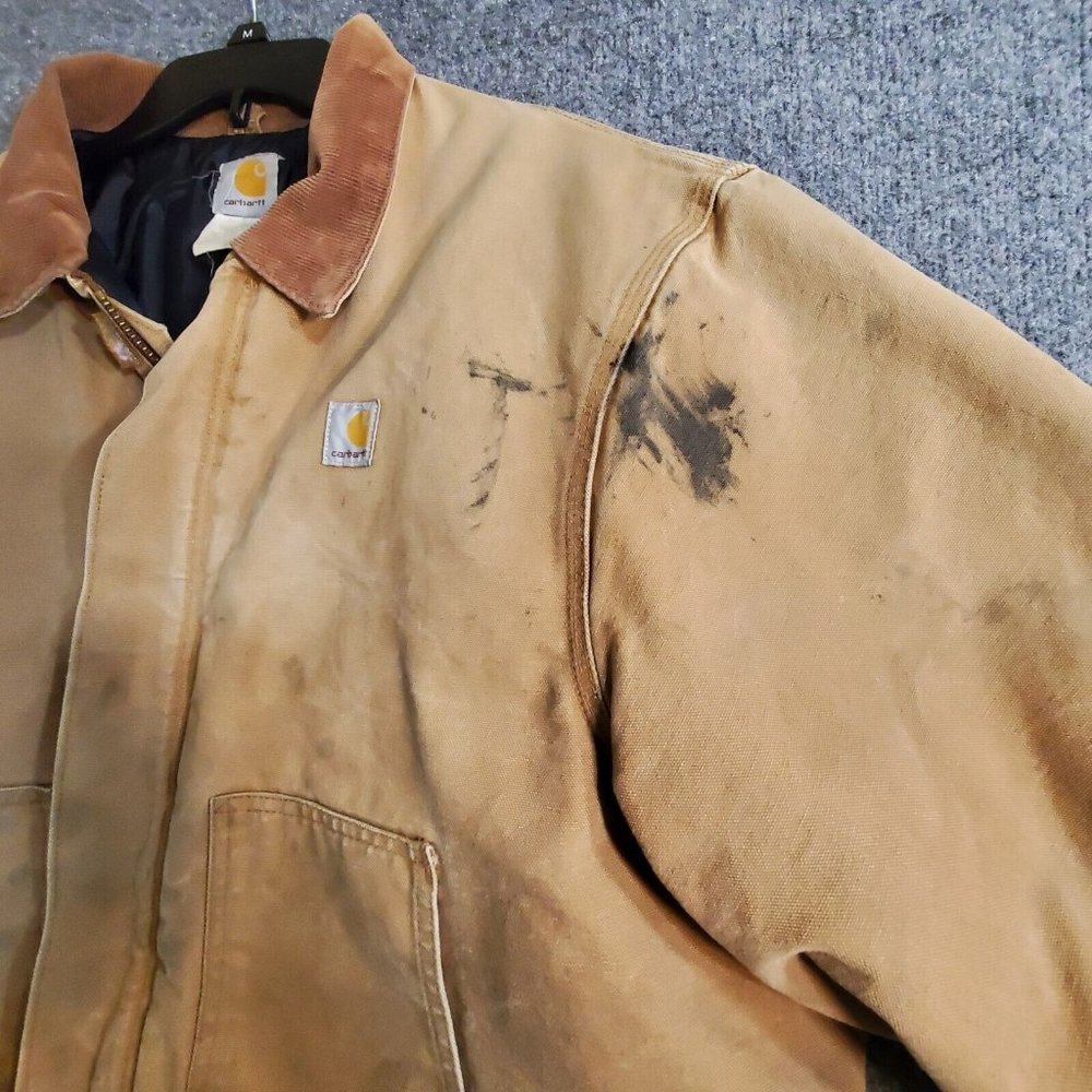 VINTAGE CARHARTT BRN ARCTIC QUILT LINED DUCK CANVAS BROWN JACKET SIZE XL - Picture 4 of 16